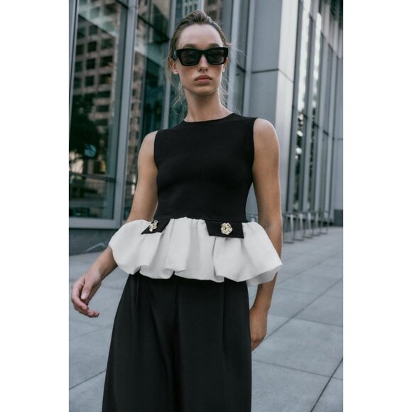 ZARA CONTRAST STRETCH TOP - Picture 2 of 6